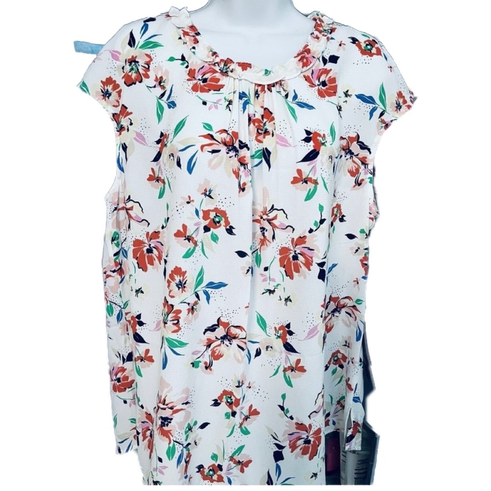 Daniel Rainn Breanne Ruffle Detailed Textured Floral Print Women's Top NWT XLP!